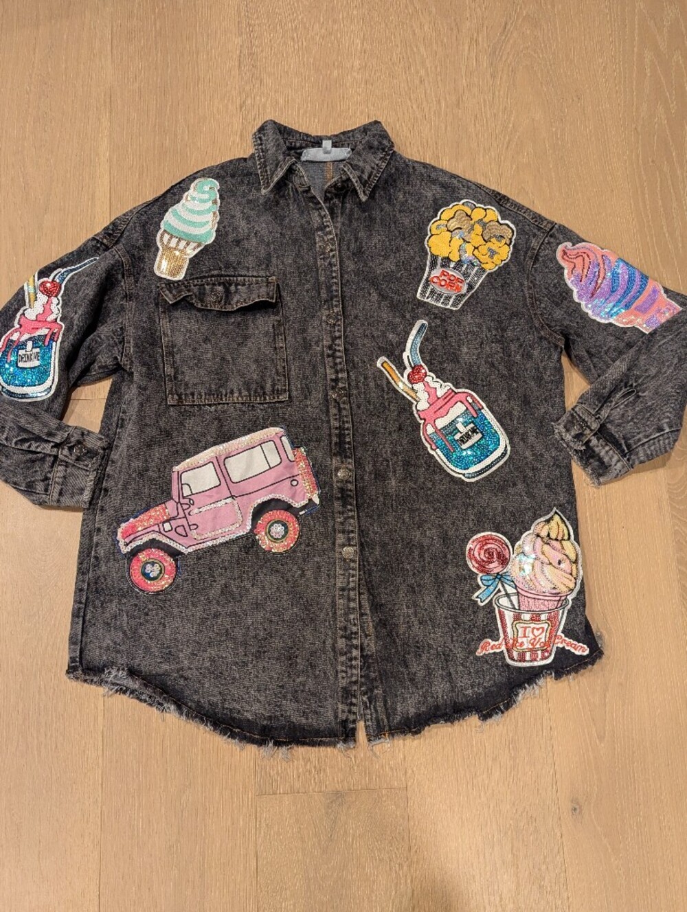 Blue Velvet Washed Black Denim Shacket